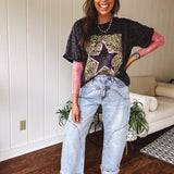 Washed Black Leo Star Tee