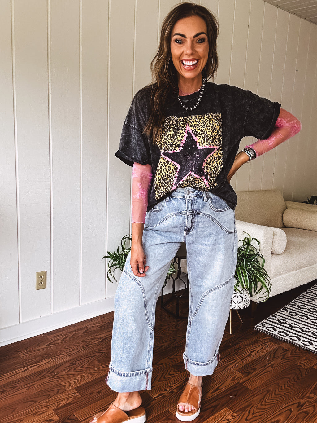 Washed Black Leo Star Tee