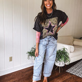 Washed Black Leo Star Tee