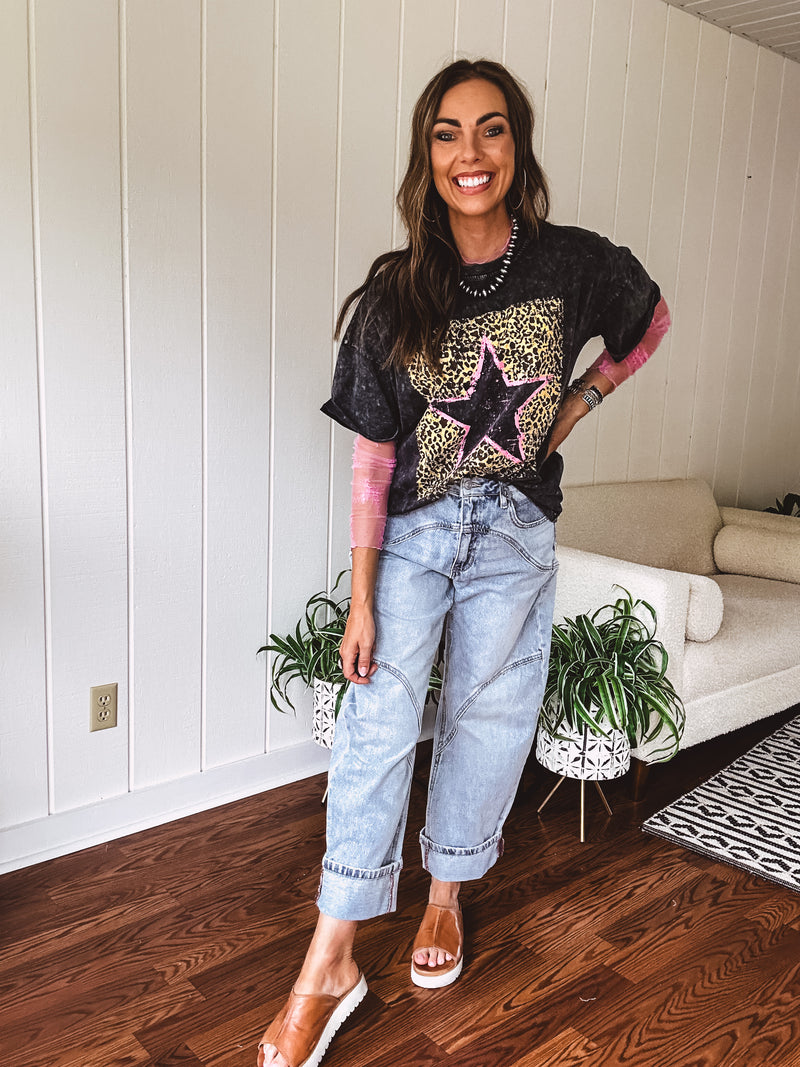 Washed Black Leo Star Tee