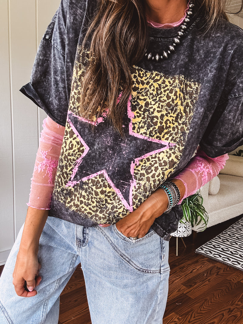 Washed Black Leo Star Tee
