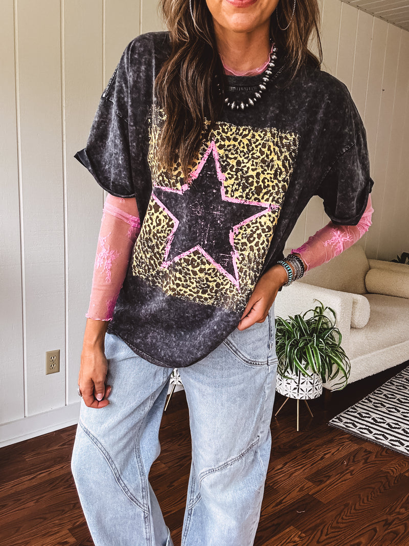 Washed Black Leo Star Tee