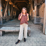 Brown Bonfire Nights Plaid Peplum Top