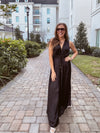 She's So Chic Black V Neck Jumpsuit
