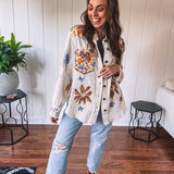 Natural Floral Splatter Shacket