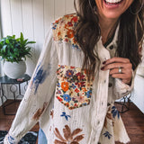 Natural Floral Splatter Shacket