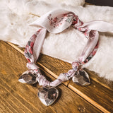 TRIPLE HEART FLORAL SCARF NECKLACE