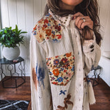 Natural Floral Splatter Shacket