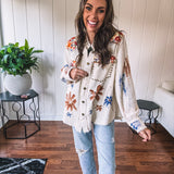Natural Floral Splatter Shacket