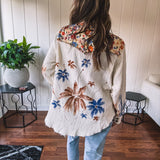 Natural Floral Splatter Shacket