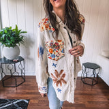 Natural Floral Splatter Shacket