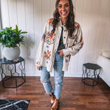 Natural Floral Splatter Shacket