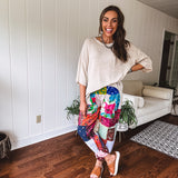 Boho Patchwork Jogger with Smocked Waist