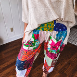 Boho Patchwork Jogger with Smocked Waist