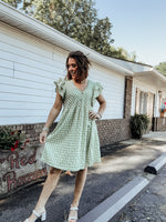 Green Plaid Linen Dress