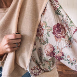 Tan Floral Dolman Sleeve Pullover