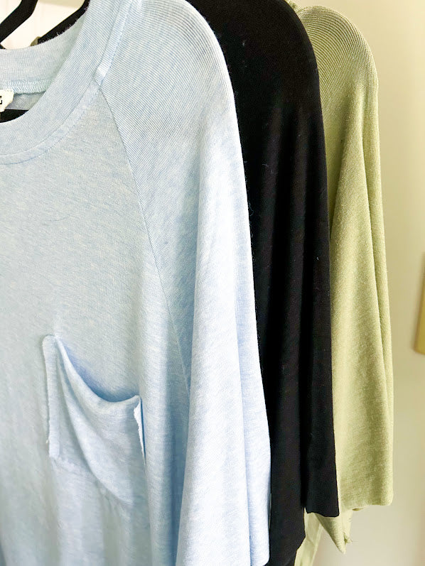 Soft, relaxed fit tee with front pocket.