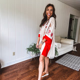Boho Babe Red + Cream Embroidered Dress