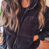 Black Crop Puff Sherpa Vest