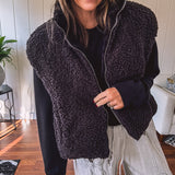 Black Crop Puff Sherpa Vest