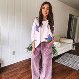 Dusty Rose Star Patch Oversize Pullover