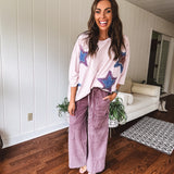 Dusty Rose Star Patch Oversize Pullover