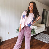 Dusty Rose Star Patch Oversize Pullover