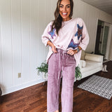 Dusty Rose Star Patch Oversize Pullover