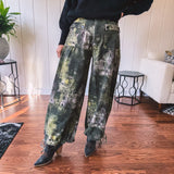 Dark Olive + Plum Mottled Balloon Bottom Pant