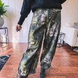 Dark Olive + Plum Mottled Balloon Bottom Pant