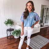 See Ya in Sedona Embroidered Puff Sleeve Top
