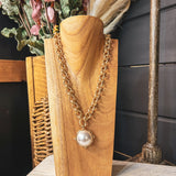 PEARL HALF BALL LARGER CHAIN NECKLACE