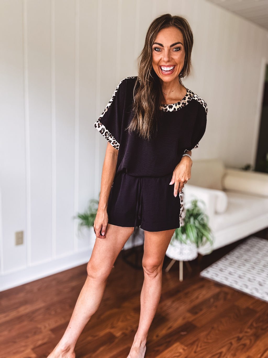 Black + Leo Trim Top