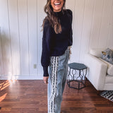 Denim Side Accent Leo Stripe Pant