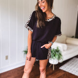 Black + Leo Trim Top