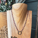ROSEMARY MINI BEAD W/BRASS CIRCLE NECKLACE
