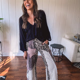 Leo + Purple Lace Mix Print Flare Pant