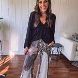 Black Eyelet V Neck Boho Blouse