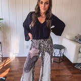Leo + Purple Lace Mix Print Flare Pant