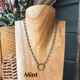 ROSEMARY MINI BEAD W/BRASS CIRCLE NECKLACE