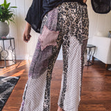 Leo + Purple Lace Mix Print Flare Pant