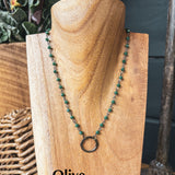 ROSEMARY MINI BEAD W/BRASS CIRCLE NECKLACE