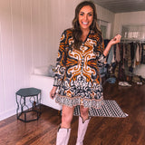 Black Abstract Button Down Sedona Dress