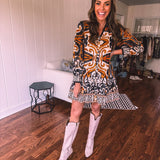 Black Abstract Button Down Sedona Dress