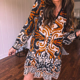 Black Abstract Button Down Sedona Dress