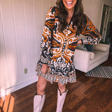 Black Abstract Button Down Sedona Dress