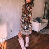 Black Abstract Button Down Sedona Dress