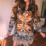 Black Abstract Button Down Sedona Dress