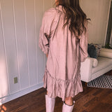 Latte Flutter Hem Floral Print Dress