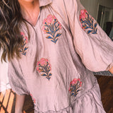Latte Flutter Hem Floral Print Dress